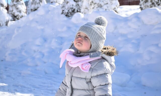 snow, baby, girl, white, happy, season, winter, kid, hat, happiness, outdoors, joy, child, childhood, blue happy, nature, blue snow, blue happiness
