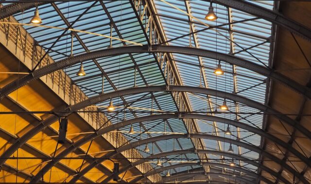 architecture, roof, building, roof construction, glass, steel beams, ornament, roof panels, hall, ceiling construction, ceiling, construction, industry, old, steel construction, stole, metal, rust, historical, railroad, station, clock, lamps, lighting, steel beams, steel beams, ceiling, ceiling, ceiling, ceiling, ceiling, construction, steel construction